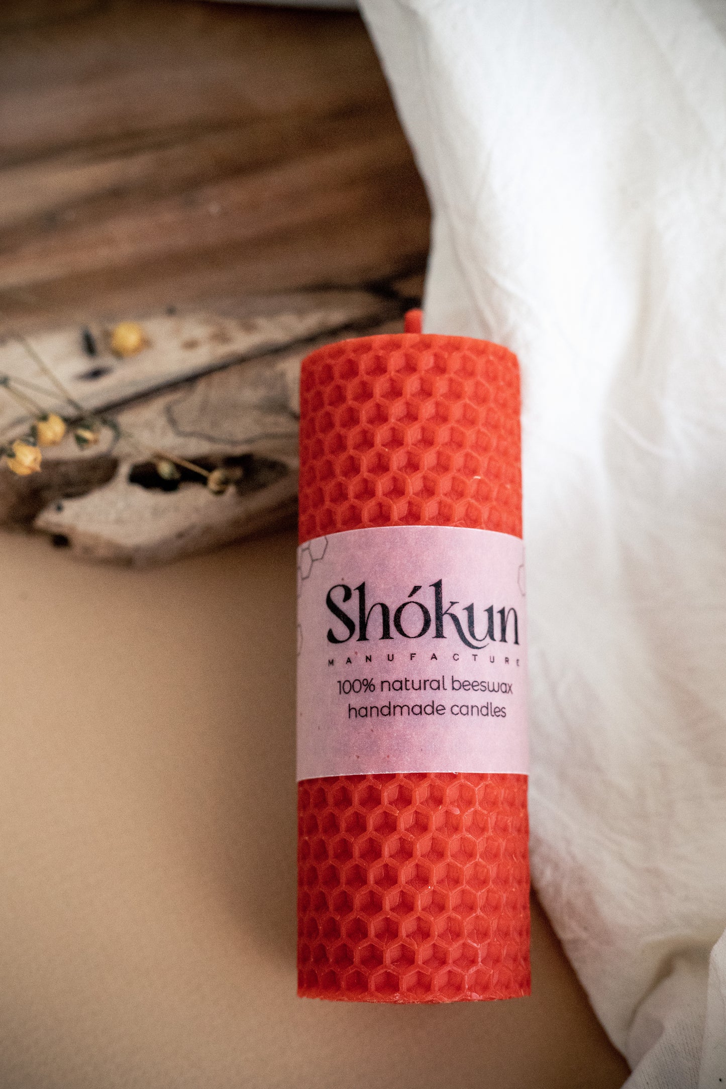 Terracotta Beeswax Rolled Pillar Candles