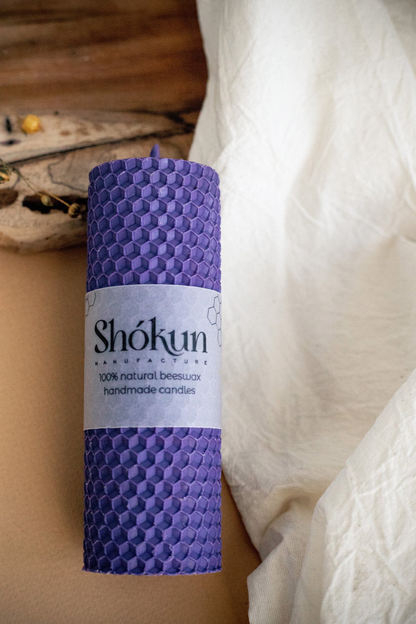 Lavender Beeswax Rolled Pillar Candles