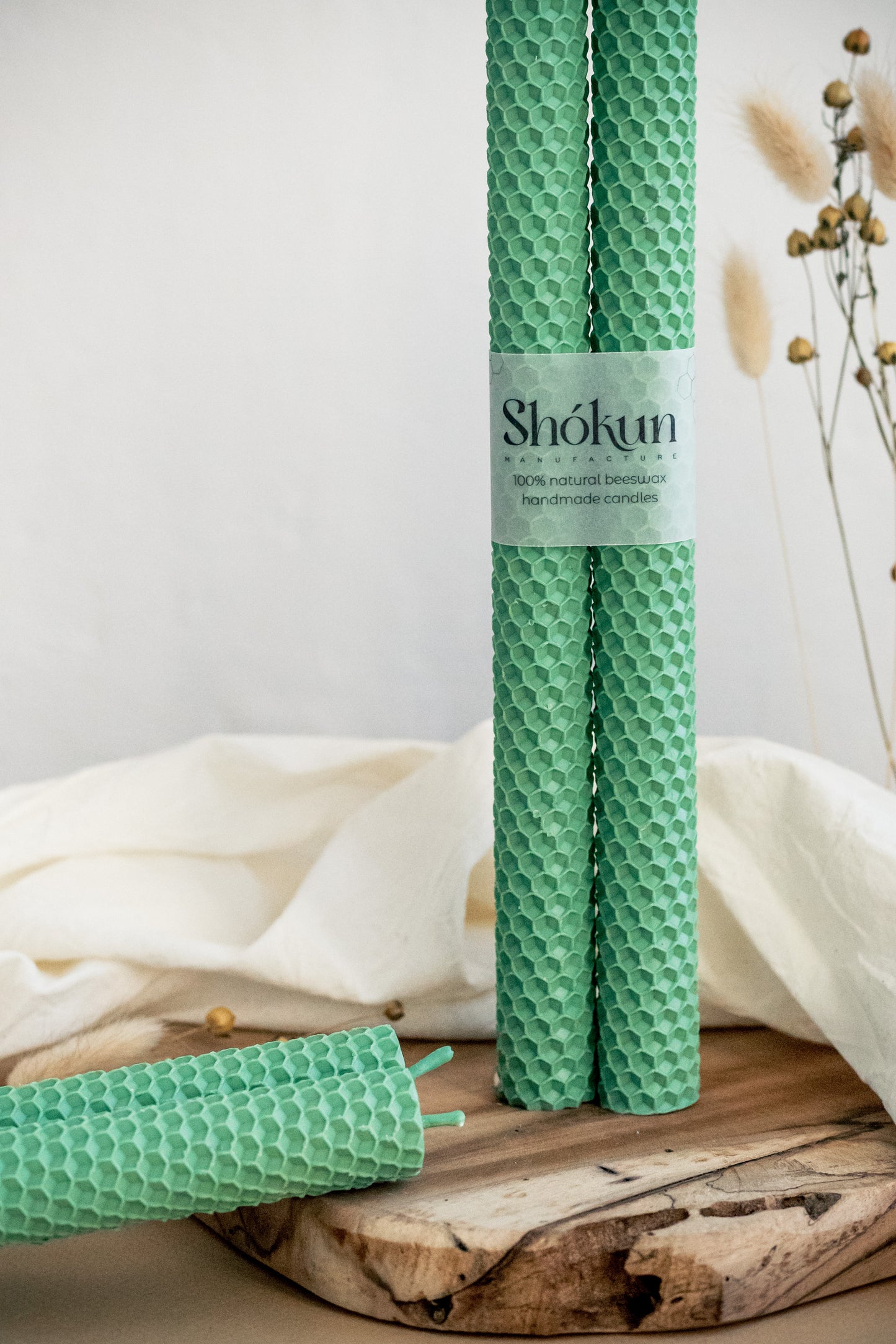 Mint Beeswax Rolled Taper Candles