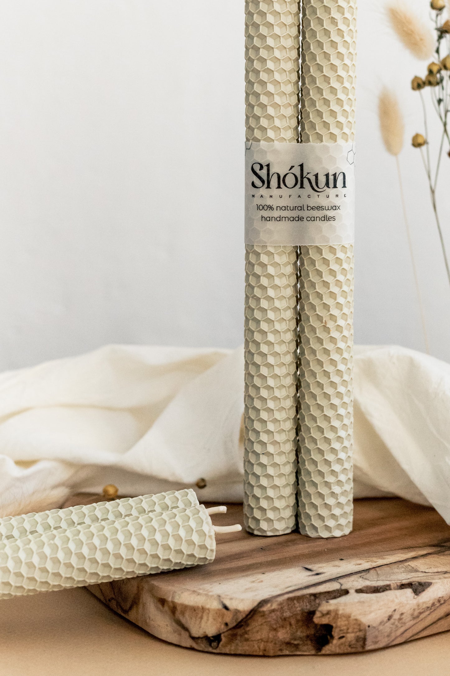 Cream Beeswax Rolled Taper Candles