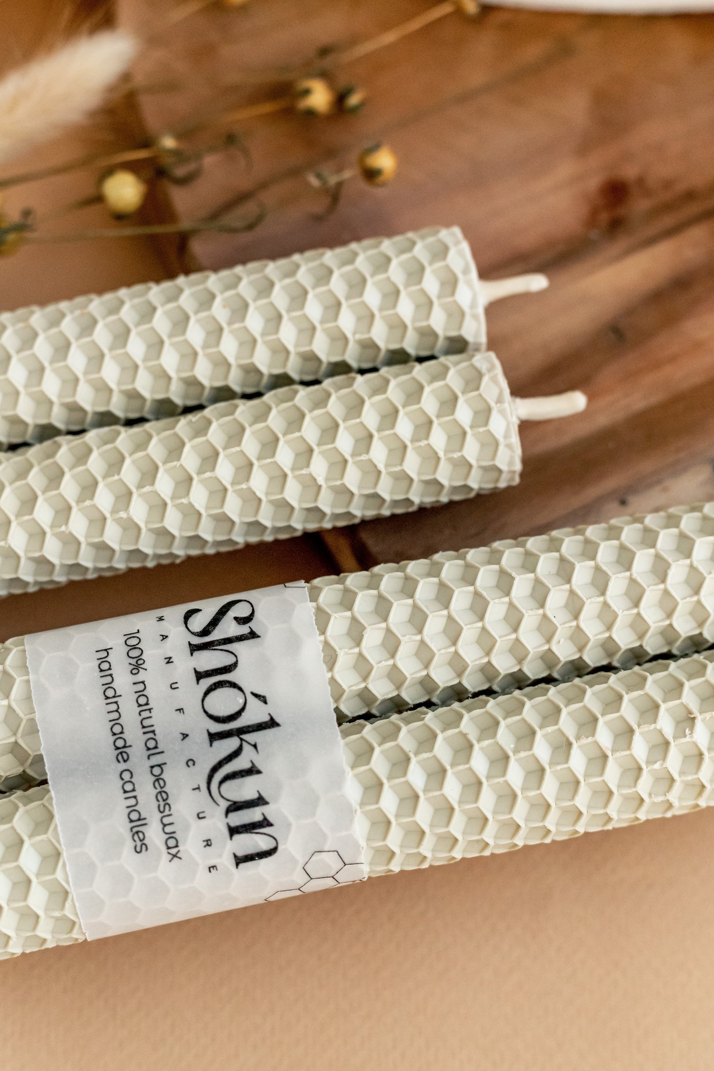 Cream Beeswax Rolled Taper Candles