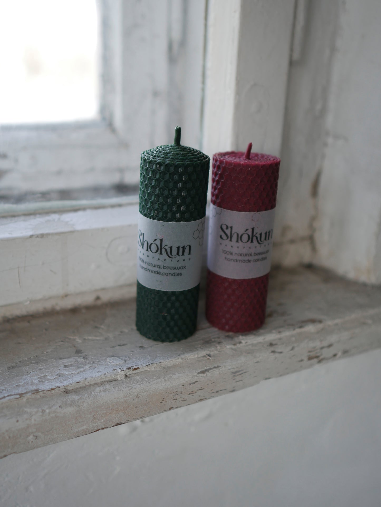 Advent Pillar Candles Set (Wine and Emerald Green)