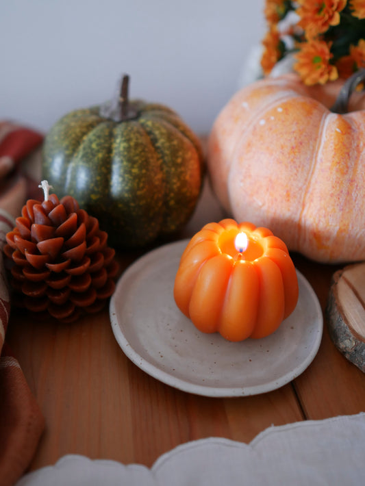 Orange Beeswax Pumpkin Candle Set