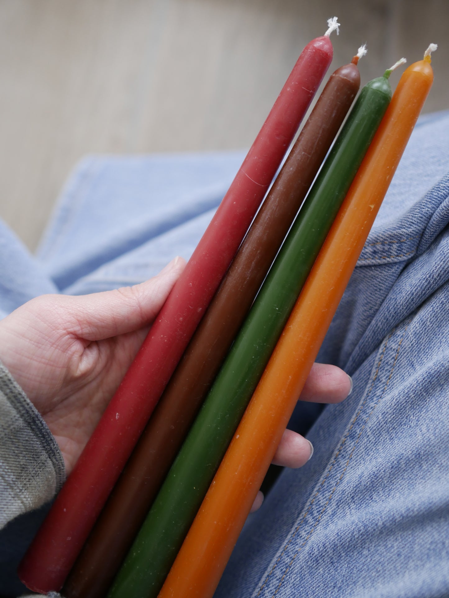 Para świec stołowych z wosku pszczelego - Jesienna Edycja