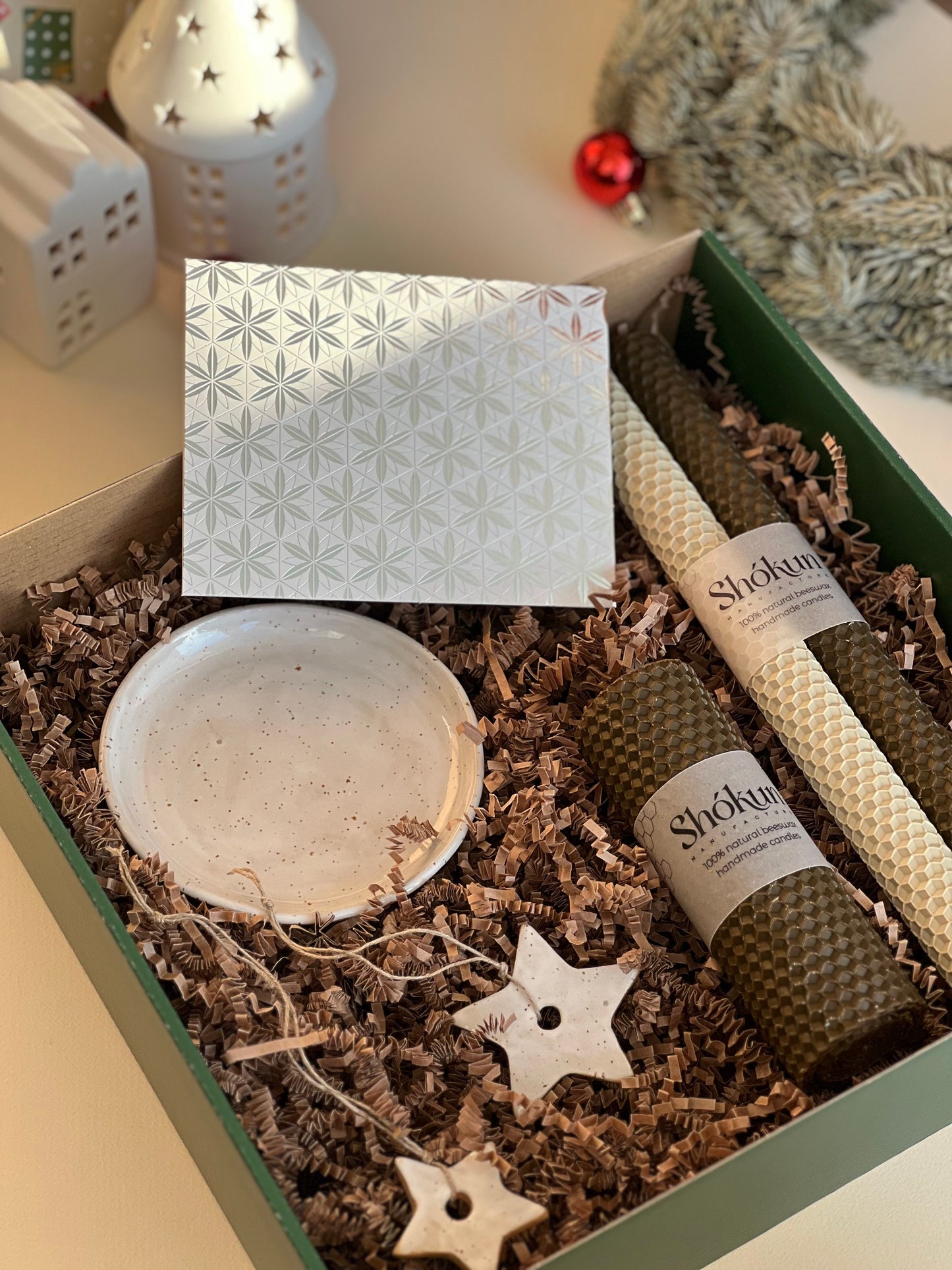 Christmas candles gift set "Beige box"