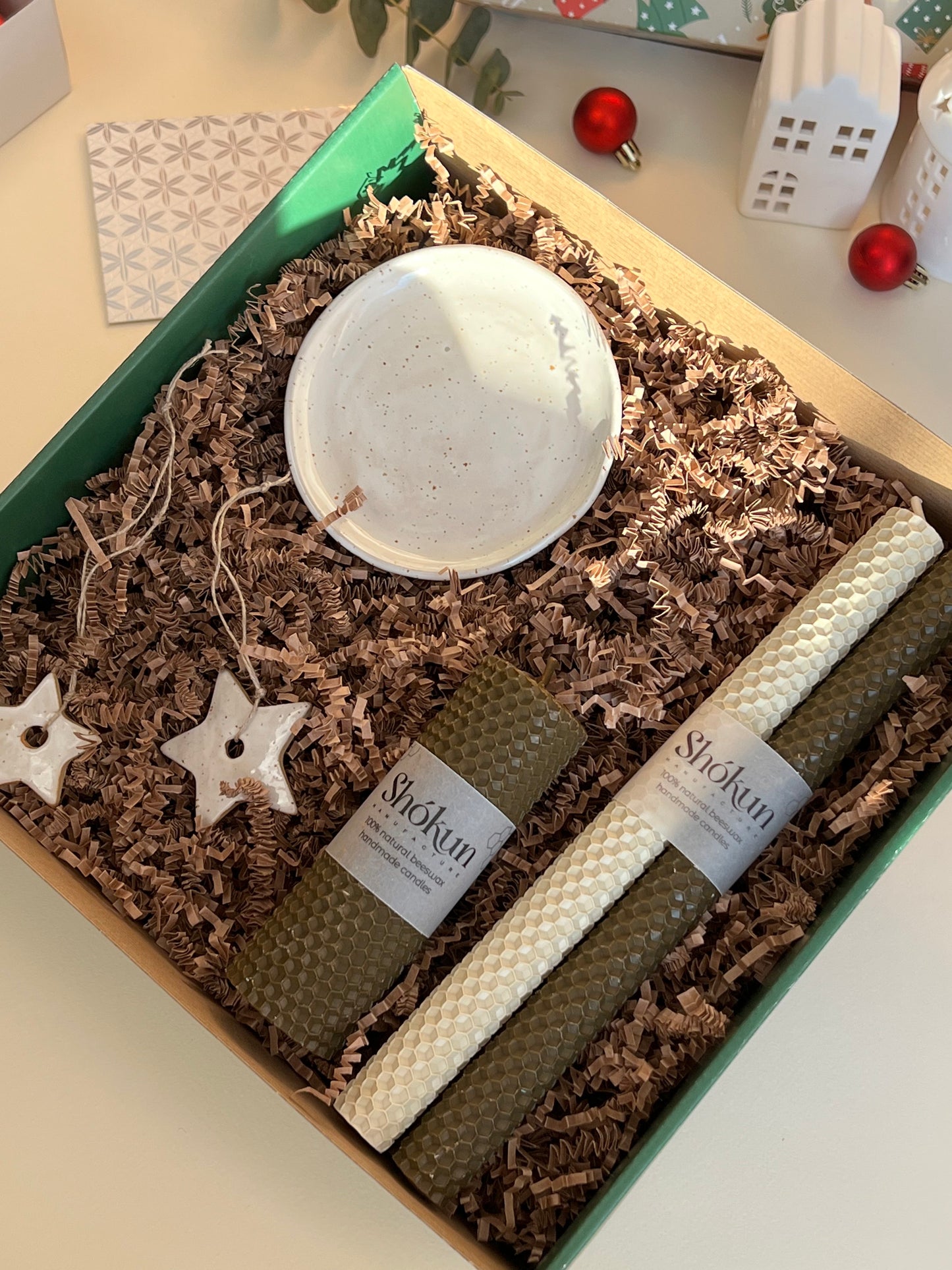 Christmas candles gift set "Beige box"