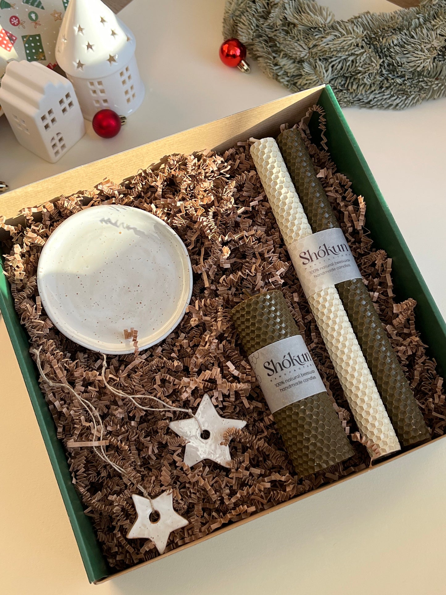 Christmas candles gift set "Beige box"