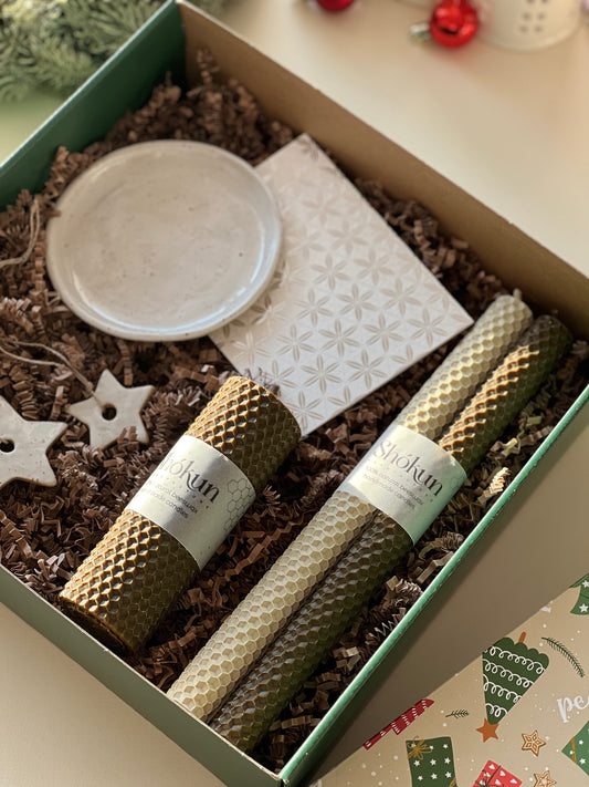 Christmas candles gift set "Beige box"