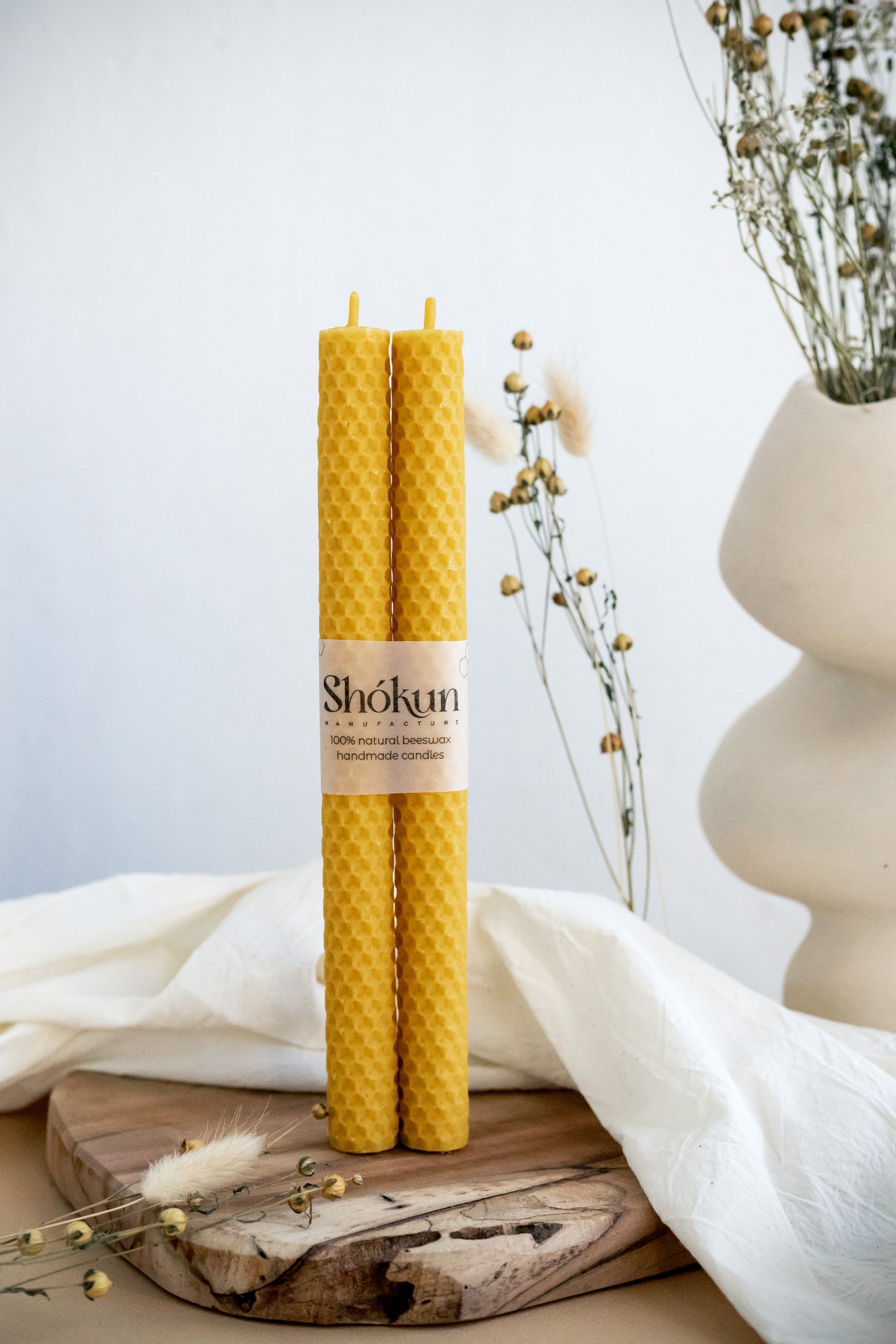 Classic Beeswax Rolled Taper Candles