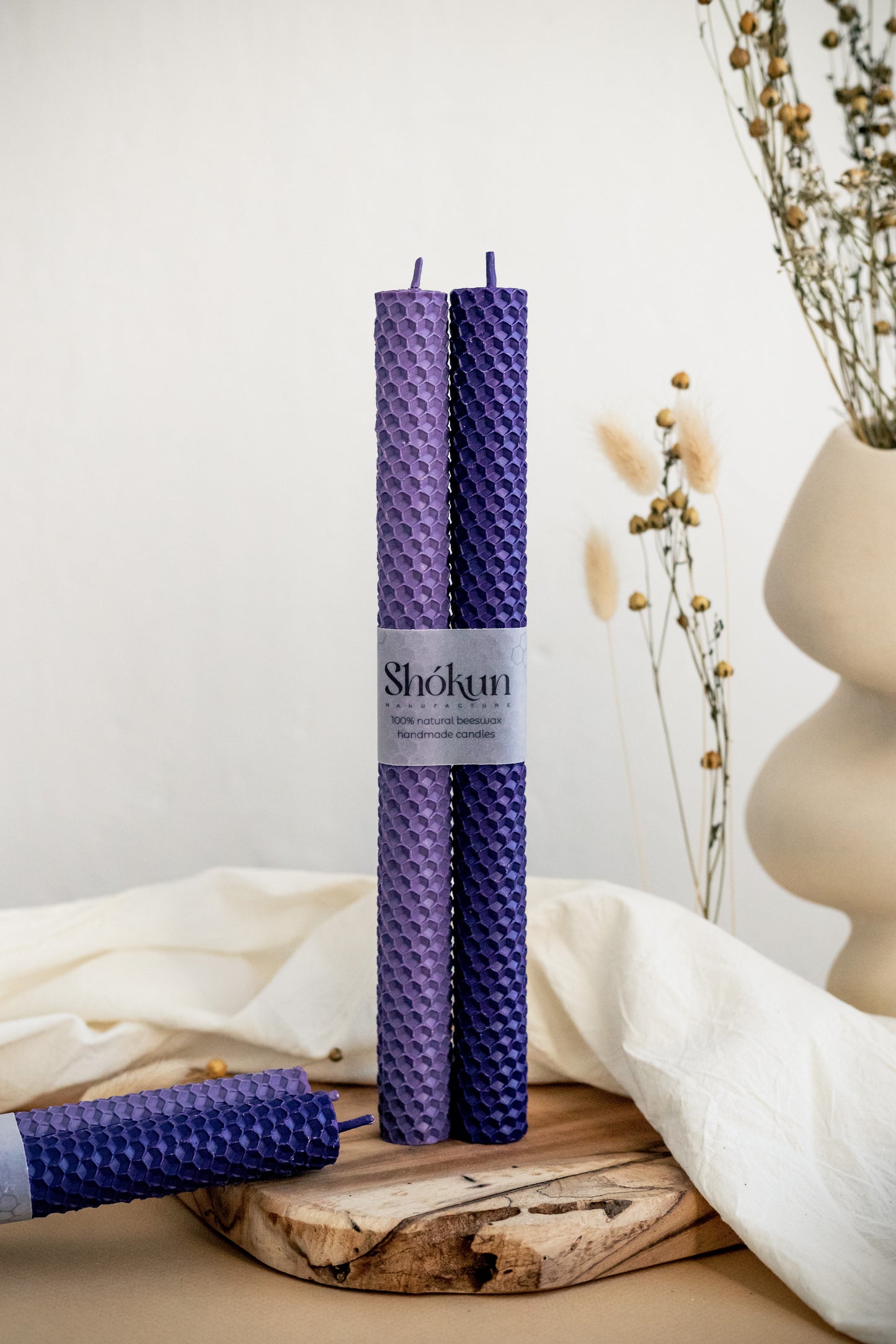 Lavender&Deep Purple Beeswax Rolled Taper Candles