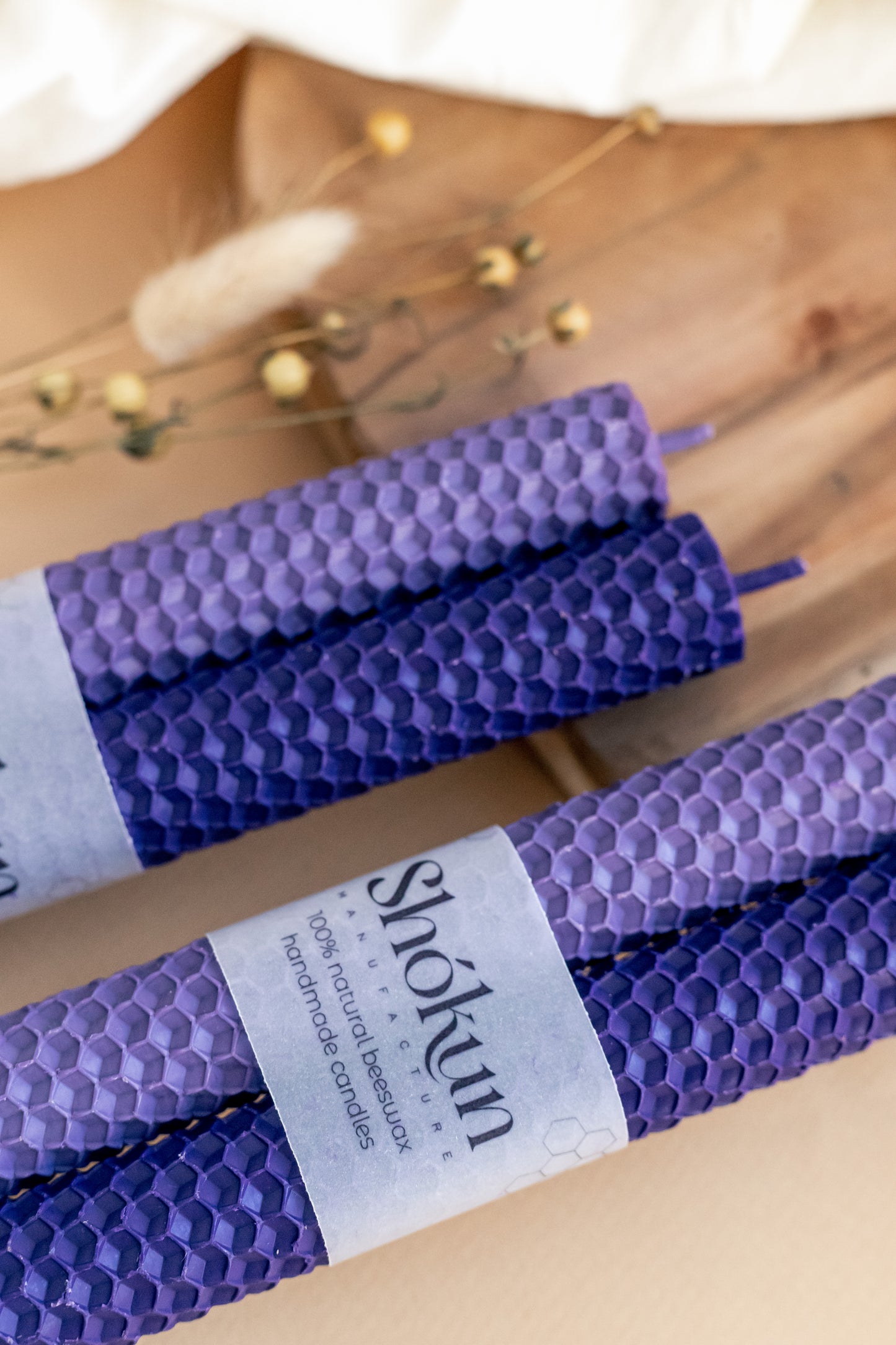 Lavender&Deep Purple Beeswax Rolled Taper Candles