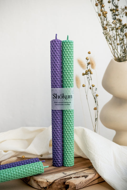 Lavender&Mint Beeswax Rolled Taper Candles