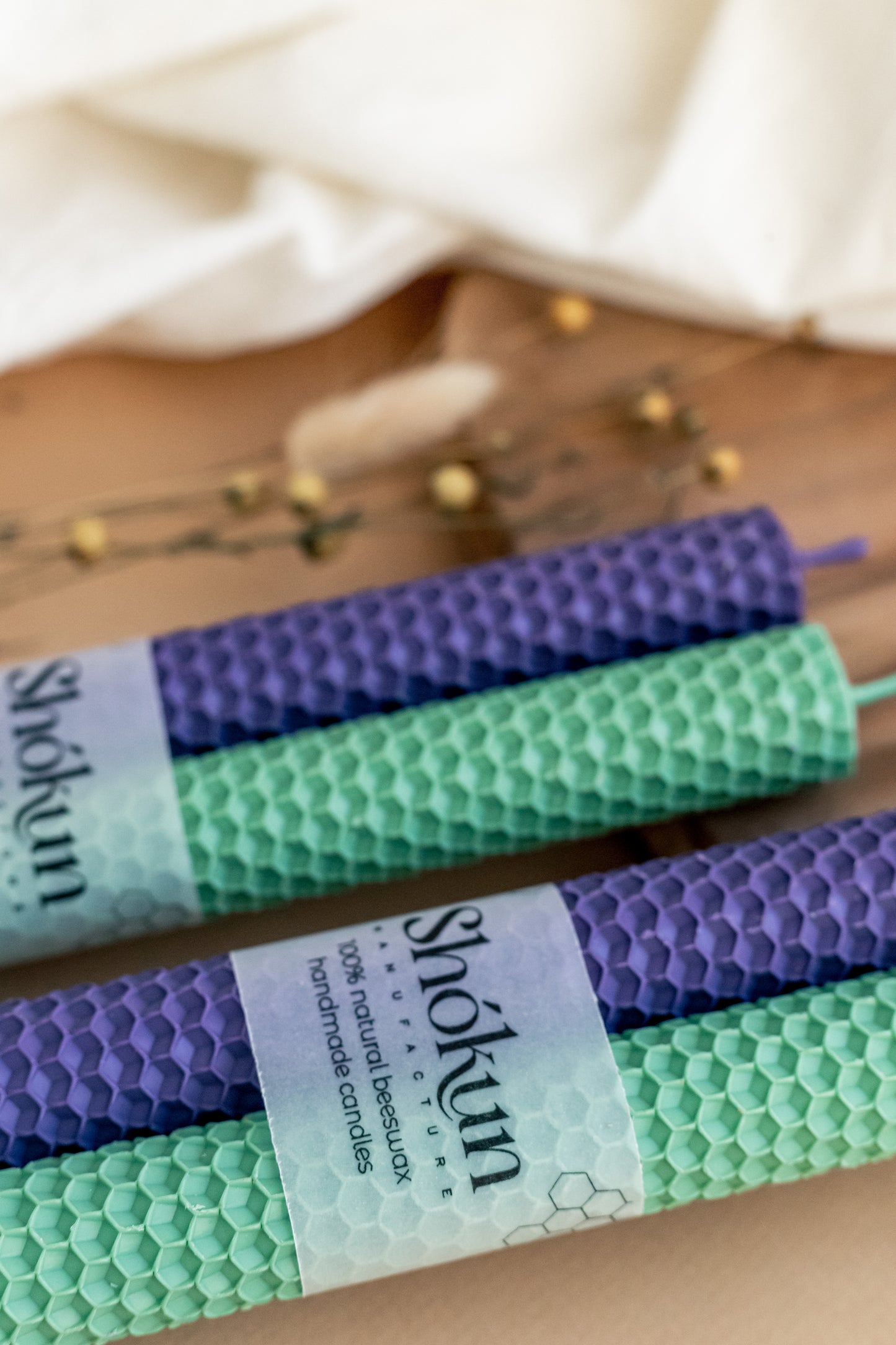 Lavender&Mint Beeswax Rolled Taper Candles